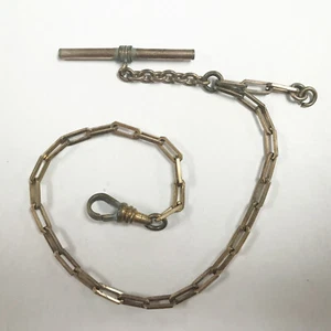 e674 Vintage Gold Filled Vest Pocket Watch Wide Chain Gold Tone 11" - Picture 1 of 2