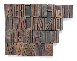 Vintage Letterpress 26 A To Z Letters Wood Type Printers Block Collection #Tx-70 - Picture 1 of 6