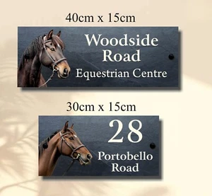 Equestrian Horse High-Quality Natural Slate House Sign Street Name Number - Picture 1 of 16