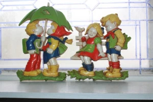 Vintage 1970s Wall Plaques Pair School Kids - Picture 1 of 5