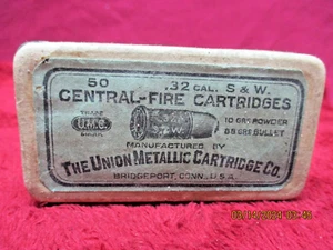 Antique UMC/Union Metallic Cartridge Co. 32 S&W Cal., 2-Part, Ammo Box, (Empty) - Picture 1 of 9