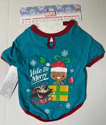 Disney Marvel Navidad Mascota Perro "Yule be Merry" Groot Rocket Camiseta Grande Nueva con Etiquetas Foto 1 de 4