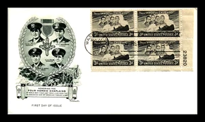 956 3c Stamp (1948) HEROIC CHAPLAINS FDC FROM ARTMASTER - PLATE BLOCK - Picture 1 of 1