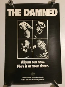 THE DAMNED..61x43cm/24”x17”..MALDITA MALDITA MALDITA MALDITA 1977 REINO UNIDO RÍGIDO CARTEL PROMOCIONAL - Imagen 1 de 9