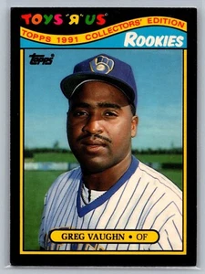 1991 Topps Toys"R"Us Rookies 29 Greg Vaughn Milwaukee Brewers Baseball Card - Picture 1 of 2