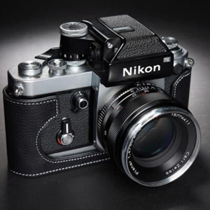 Custodia mezza fotocamera in vera pelle fatta a mano per Nikon F2 F FA - Foto 1 di 19