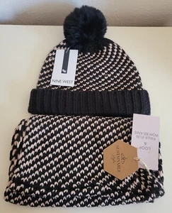 NINE WEST Scarf and Beanie Hat Infinity Knit Matching Set Recycled Yarns NWT - Picture 1 of 3