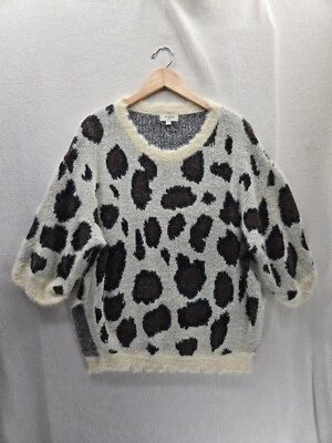 Suéter Umgee Animal Leopardo Difuso Gran Tamaño Beige Crema Talla-S Foto 1 de 4