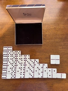 Vintage 70er PIERRE CARDIN Dominos Spiel Set (28 Teile) mit Box Full Set - Bild 1 von 11