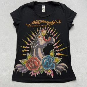 Camiseta Ed Hardy Por Christian Audigier Lentejuelas Vintage Y2K Hecha en EE. UU. RARA XL - Imagen 1 de 8