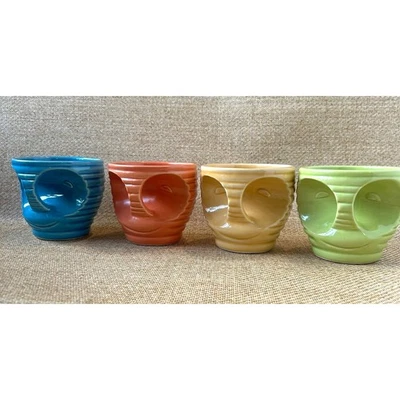 Juego de 4 tazas Tiki Farm Moai de cerámica multicolor Tiki hechas en México Foto 1 de 4