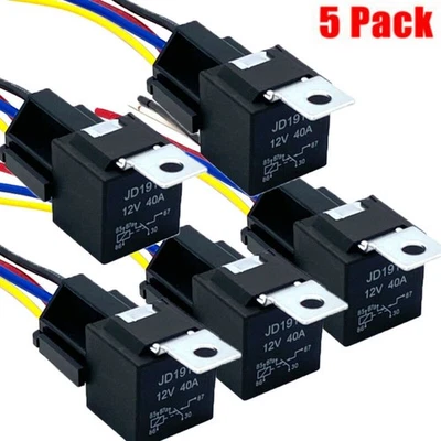 5pcs 5Pin Car Automotive SPDT Relay Switch Harness Socket Waterproof 40A 12V DC - Image 1 of 4