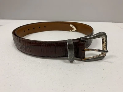 TRAFALGAR EE. UU. MARRÓN Cuero 1" CINTURÓN OKEECHOBEE Brahman Croc Estampado Talla Para Hombres 32 Foto 1 de 4