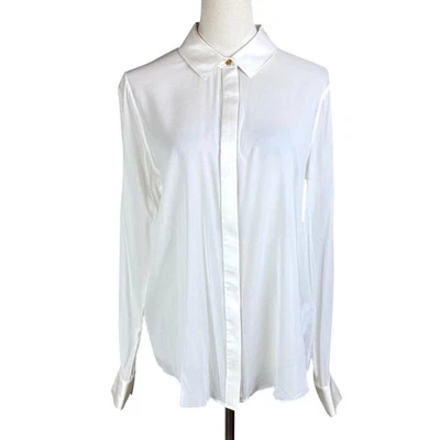 Rachel Zoe NWT 12 Silk Off-White Sheer Long Sleeve Button Up Career Blouse $250 - image 1 of 4