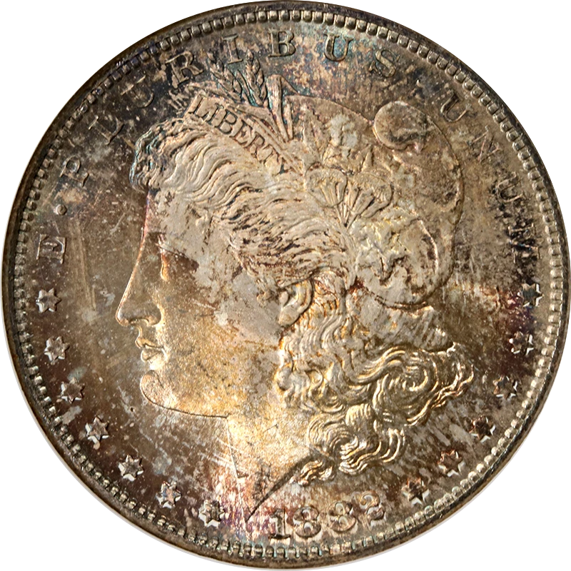 1882-S Morgan Silver Dollar NGC MS66 - Colorful Toning - Image 1 of 4