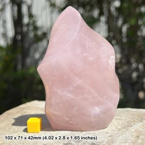 A-grade rose quartz flame, polished from madagascar, genuine specimen with - Picture 1 of 1
