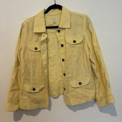 J. Jill Linen Yellow Lightweight Long Sleeve Jacket Size S - Image 1 of 4