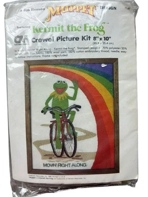 Набор для рисования Kermit the Frog Muppets Crewel 8 дюймов x 10 Movin' Right Along Rainbow - Изображение 1 из 3