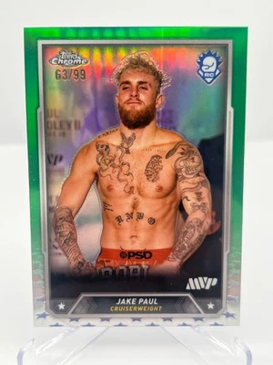 2024 TOPPS CHROME BOXING JAKE PAUL RC 63/99 GREEN REFRACTOR NO. 1 - Image 1 of 2