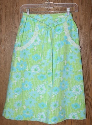 Falda envolvente Lilly Pulitzer verde + azul de colección con bolsillos + encaje sin etiqueta Foto 1 de 4