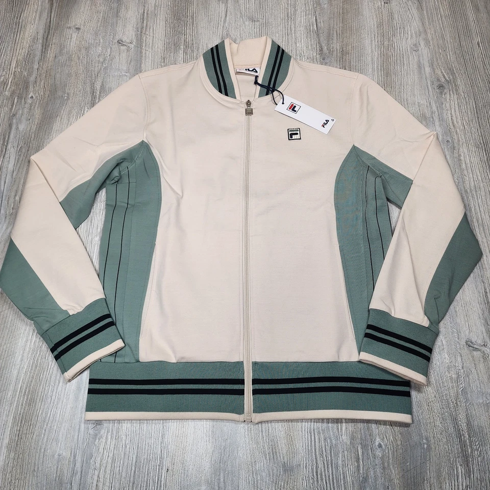 Fila Settanta Track Jacket Off White/Green Mens Size M New - Image 1 of 4