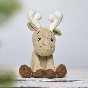 Moose Crochet ELK Amigurumi Stuffed Deer Handmade Plush Toy Doll High Quality - Picture 1 of 4