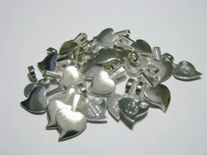 Genuine Aanraku LARGE SILVER Plated HEART Glue On Bail Pack of 25 - Picture 1 of 2