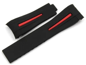 Cinturino Silicone Nero Riga Rossa 20/16mm Ottima Qualità Impermeabile Promo 50% - Picture 1 of 4