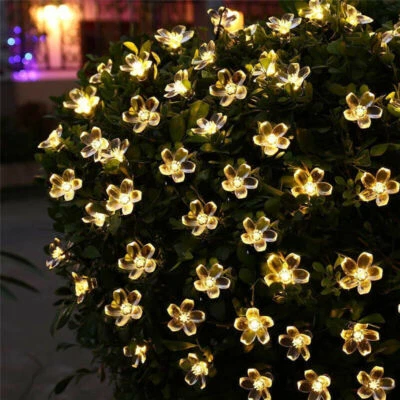 Peach Flower Solar  LED Lamp String Fairy Lights For Outdoor Garden Christmas - Image 1 of 4