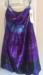 Vestido de salto púrpura azul geométrico talla 3/4 junior burbuja mini cóctel EE. UU. - Imagen 1 de 5