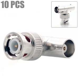 10 Pcs BNC T Connector 1 Male to Dual Female CCTV Camera Video Splitter Adapter - Picture 1 of 4