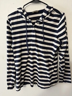 Tommy Bahama Hoodie Women’s Size S/P Blue & White Striped Pullover - Image 1 of 4