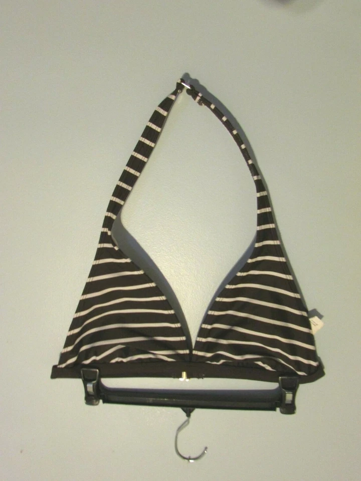 Top de bikini a rayas marrón y blanco Chaps para mujer talla 16 ¡¡EXCELENTE ESTADO USADO!!! Foto 1 de 2
