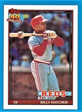 BILLY HATCHER - 1991 Topps BASEBALL - Card #604 - CINCINNATI REDS