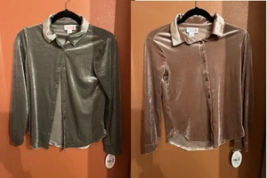 Set of 2 Blouses NWT Dusty Green and Dusty Pink Colors Teen Big Girl Size L 14 - Picture 1 of 5