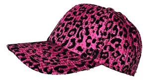 Women's Sequins Baseball Cap Pink with Black Pattern - Hook & Loop Closure - Picture 1 of 6