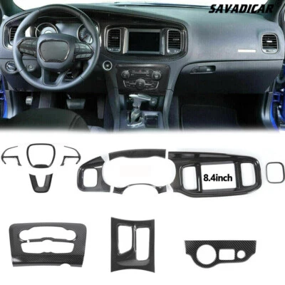 13x Carbon Fiber Central Control Dash Decor Cover Trim Kit for Dodge Charger 15+ - Image 1 of 4