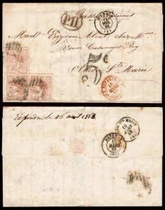 España 1868 C 96 (3). Carta circ de Madrid a Oloron ( Francia ) Escaso franqueo. - Imagen 1 de 1