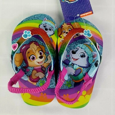 Sandalias Paw Patrol Niñas Talla 5-6 Arco Iris Chanclas Skye Everest Nuevas Foto 1 de 4