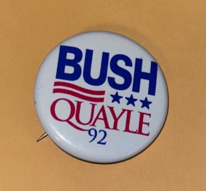 Bush Quayle 92 Pin Presidential Election 1992 Republican George Dan Round Button - Picture 1 of 2