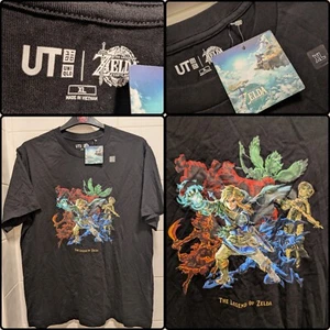 The Legend Of Zelda Tears Of The Kingdom UNIQLO UT Graphic T-shirt Black XL New - Picture 1 of 7