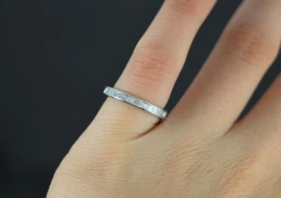 Platinum 1.15ct Princess Cut Diamond Eternity Wedding Band Anniversary Ring 4.25 - Image 1 of 4