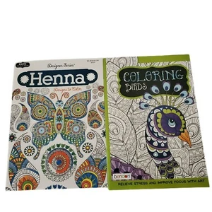 Adult Coloring Book Bundle HENNA and BIRDS to Color New Designs Kappa and Bendon - Picture 1 of 4
