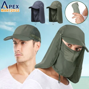 Sombrero de pesca plegable gorra para el sol con solapa para el cuello cubierta facial protección UV mujeres hombres - Imagen 1 de 16