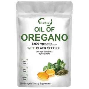 Organic Oil of Oregano 180 Softgels 2 in 1 Black Seed Oil  Herbal Supplement US - Picture 1 of 9