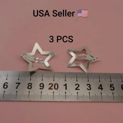 New 3PCS Silver Star Hair Clips for Girls Filigree Star Metal Snap Clip Hairpins - Image 1 of 4