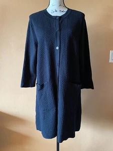 COS Black Nylon Rayon Blend Heavy Knit Cardigan Sweater Coatigan Size Medium - Picture 1 of 6