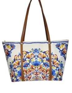 BRIGHTON PIATTO COLLECTION BALLINA TOTE MULTICOLOR COATED CANVAS SHOULDER BAG - Picture 1 of 17