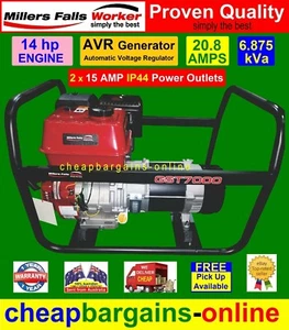 6.87kVa GENERATOR 14hp PETROL GENERATOR 5.5kW GENERATOR 2 x 15 AMP POWER OUTLETS - Picture 1 of 12