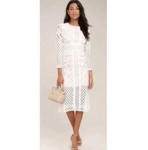 Vestido midi manga larga encaje marfil KEEPSAKE Bridges talla L - Imagen 1 de 5